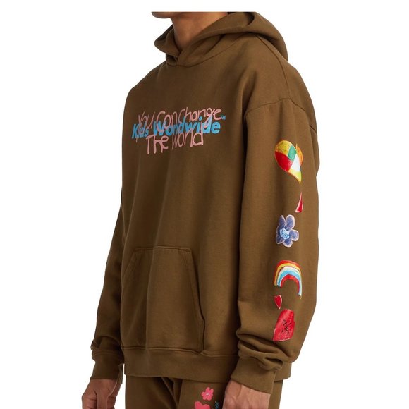 NEW KIDS WORLDWIDE YOU CAN CHANGE THE WORLD BROWN HOODIE SZ XS - Picture 1 of 7